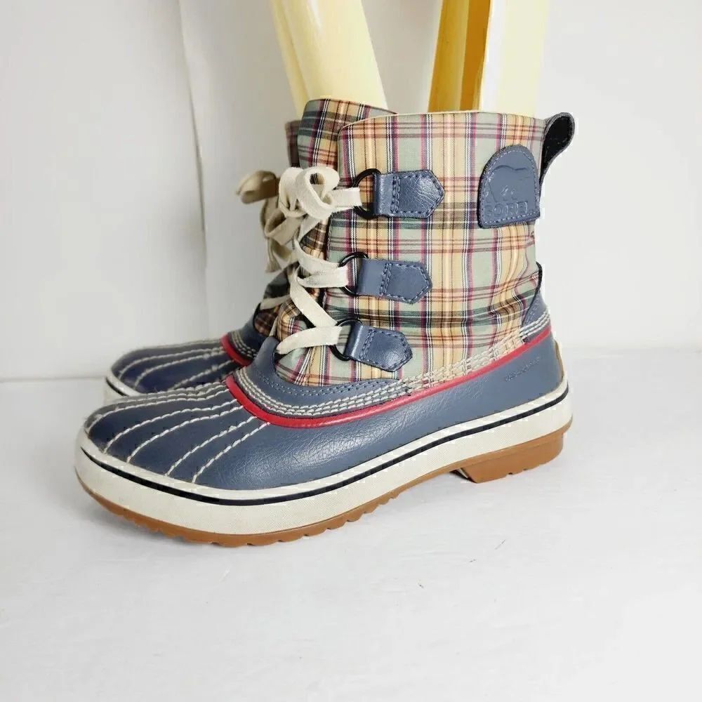 Sorel Women's Tivoli US 6 Waterproof Plaid Laced Winter Snow Boots NL 1857-028